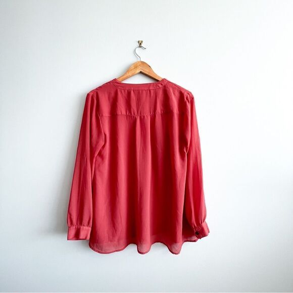 MINKPINK Blouse Semi-Sheer Pink Button Up Shirt Long Sleeved Top Women's M - Picture 2 of 8